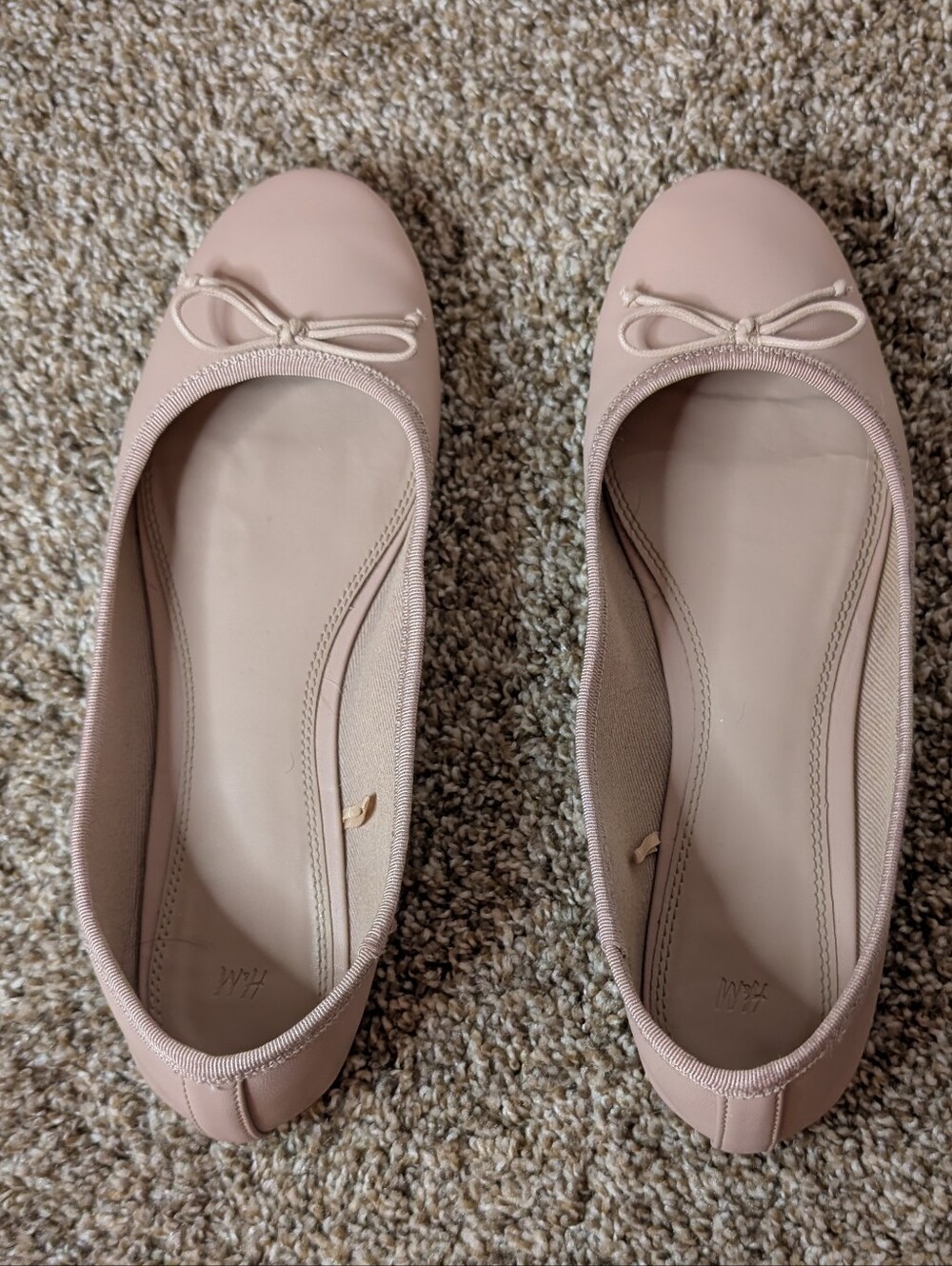 H&M Ballet Flats in Pale Pink with Bow Detail